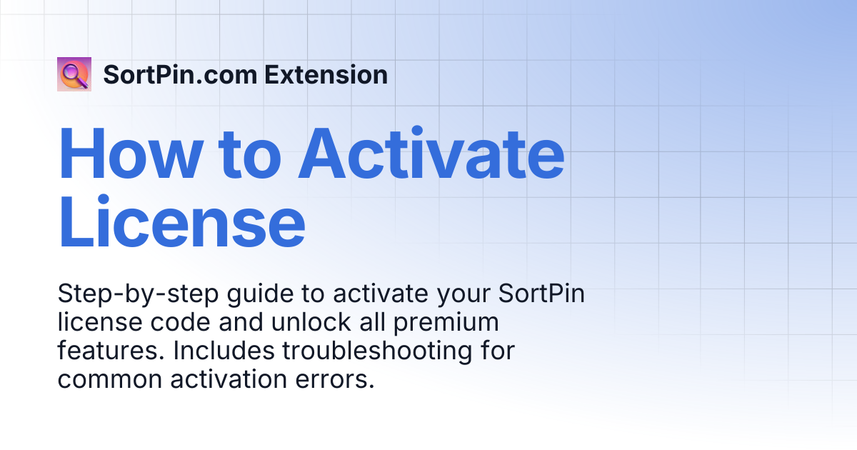 How to Activate License | SortPin.com Extension